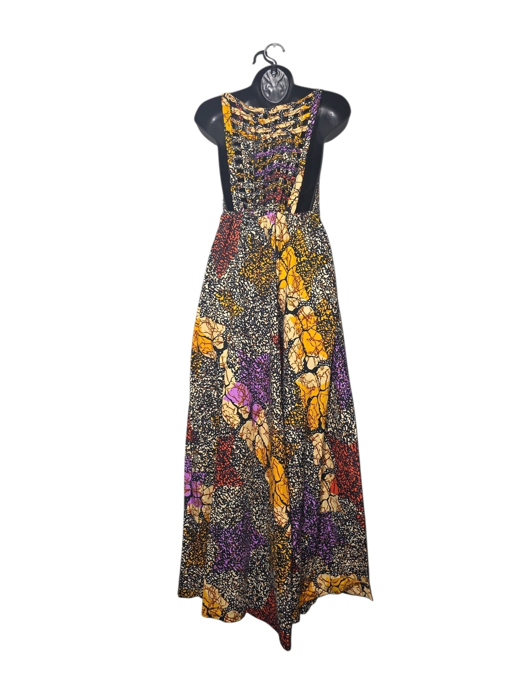 Handmade Batik Print Maxi Dress Open Cage Back Sun Dress Multi-Color - Picture 3 of 5